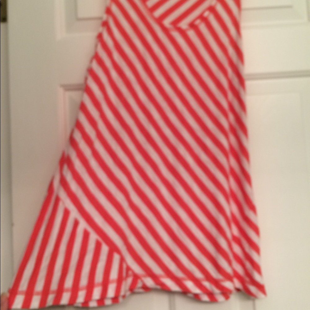 NWOT Garnet Hill bias stripe tank coral &white 6 8 - Picture 3 of 4